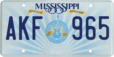 MS license plate AKF965