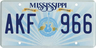 MS license plate AKF966