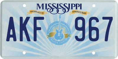 MS license plate AKF967