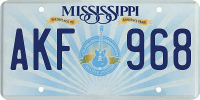 MS license plate AKF968