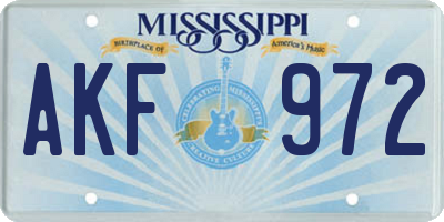 MS license plate AKF972
