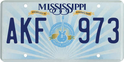 MS license plate AKF973
