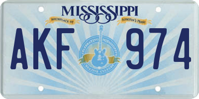 MS license plate AKF974