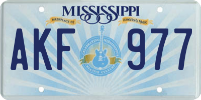 MS license plate AKF977