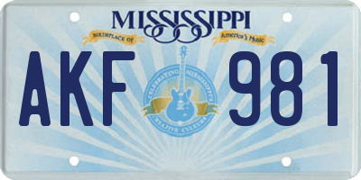 MS license plate AKF981