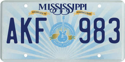 MS license plate AKF983