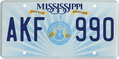 MS license plate AKF990