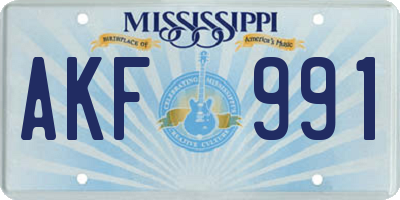 MS license plate AKF991