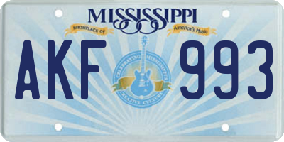 MS license plate AKF993