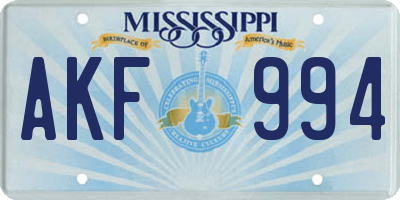 MS license plate AKF994