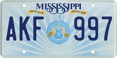 MS license plate AKF997