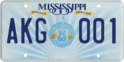 MS license plate AKG001