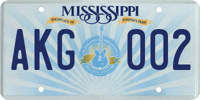 MS license plate AKG002