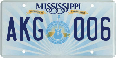 MS license plate AKG006
