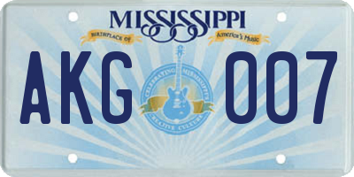 MS license plate AKG007