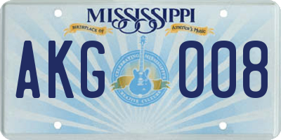 MS license plate AKG008