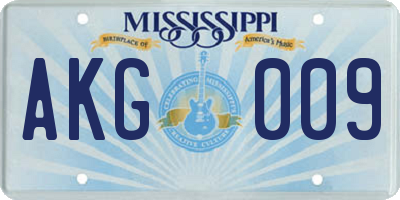 MS license plate AKG009