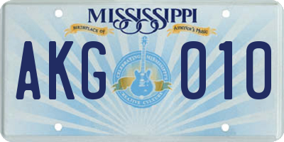 MS license plate AKG010