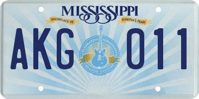 MS license plate AKG011