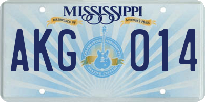 MS license plate AKG014