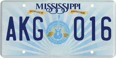 MS license plate AKG016