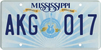 MS license plate AKG017