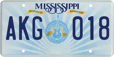 MS license plate AKG018