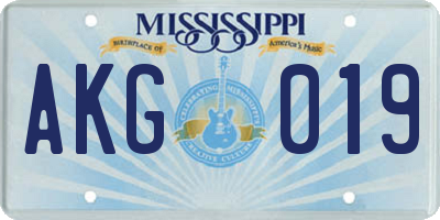 MS license plate AKG019