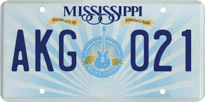 MS license plate AKG021