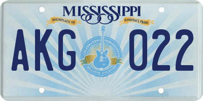 MS license plate AKG022