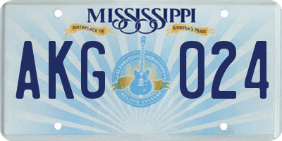 MS license plate AKG024