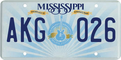 MS license plate AKG026