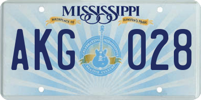 MS license plate AKG028