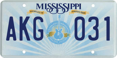 MS license plate AKG031