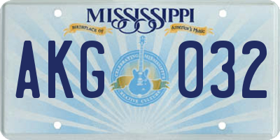 MS license plate AKG032