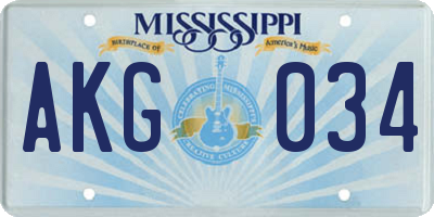 MS license plate AKG034