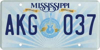 MS license plate AKG037