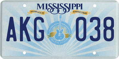 MS license plate AKG038
