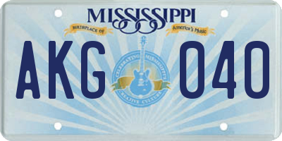 MS license plate AKG040