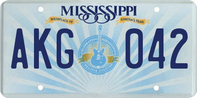 MS license plate AKG042