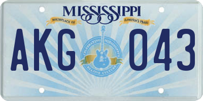 MS license plate AKG043