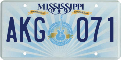 MS license plate AKG071