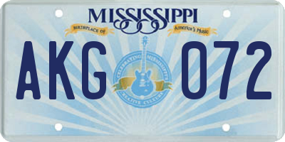 MS license plate AKG072
