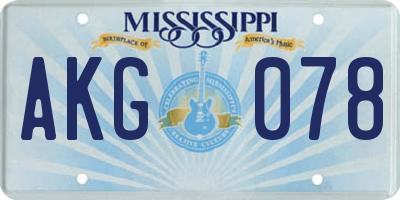 MS license plate AKG078