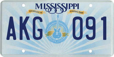 MS license plate AKG091
