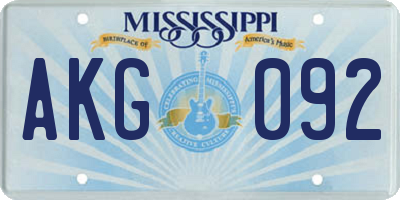 MS license plate AKG092