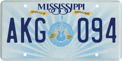 MS license plate AKG094