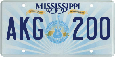 MS license plate AKG200