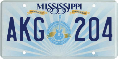 MS license plate AKG204
