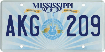 MS license plate AKG209